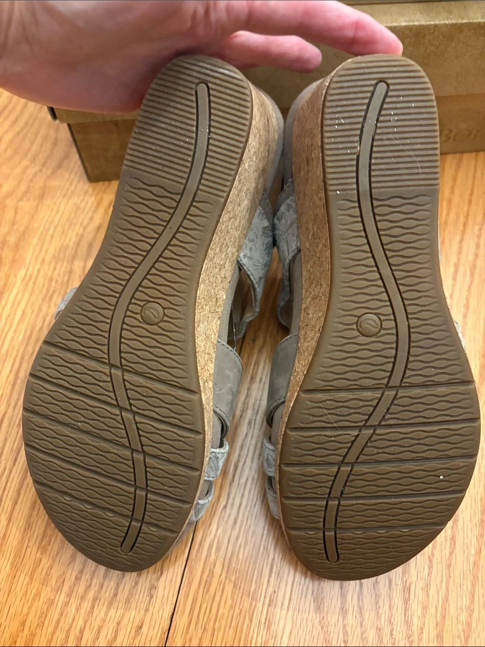 Clarks Taupe/Beige Wedge Sandals